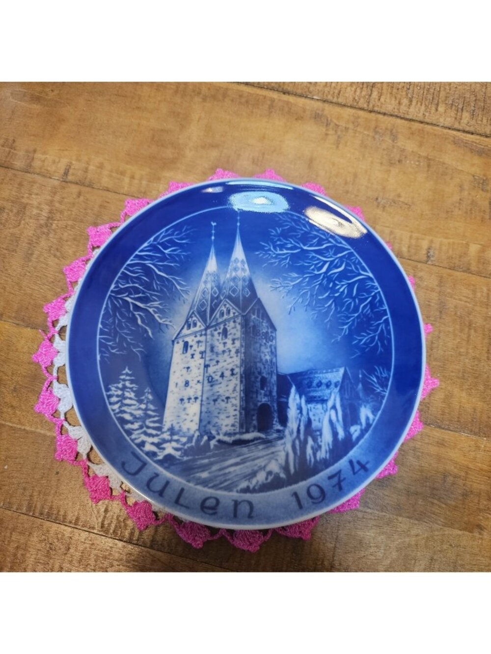 Broager, Sønderjylland 1974 Christmas Plate Germany Blue Black Forest Church